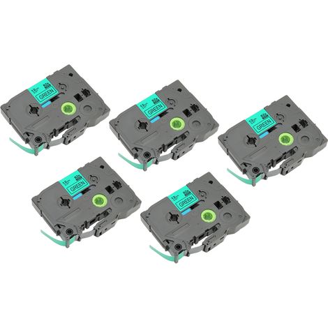 rouleaux de ruban adhésif pour étiqueteuse, noir sur vert, 12 mm, BZE731, ruban laminé à forte adhérence pour impression d'étiquettes Ptouch PTD210 PTH100 (1/5)