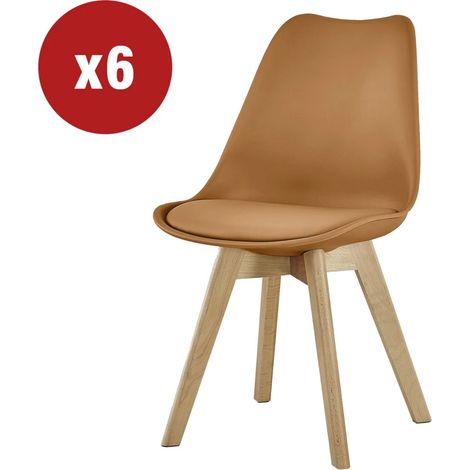 sedia da pranzo "leila" mattone con gambe in legno 6 pezzi (1/2)