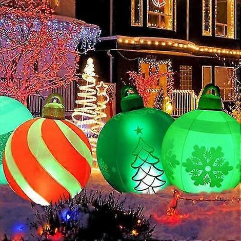 Bola hinchable navideña de 60 cm con luces LED para decoración de exteriores. (1/5)