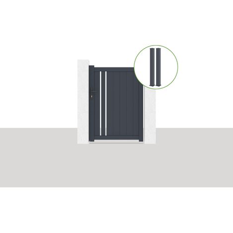 Pack Portillon 1m GIONA H.140cm + 2 poteaux EIFEL H.166cm Gris (1/5)