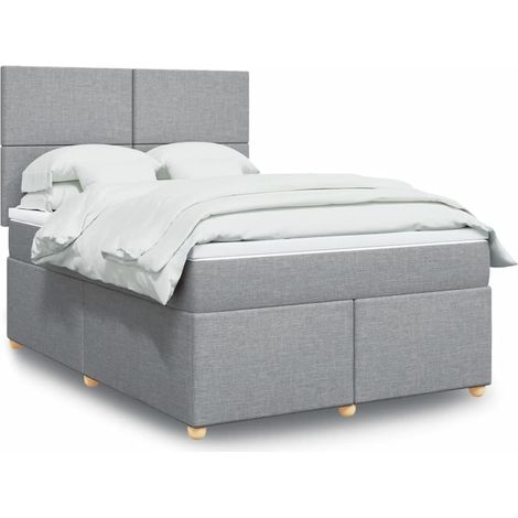 Boxspringbett mit Matratze Hellgrau 160x200 cm Stoff (1/5)