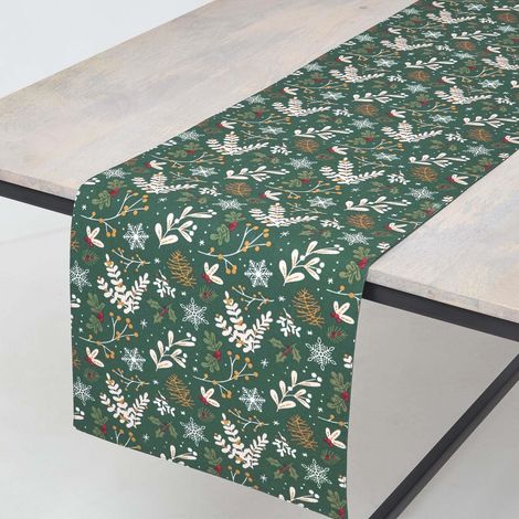 HOMESCAPES Weihnachtstischläufer Weihnachtlicher Wald, grün, 35 x 180 cm