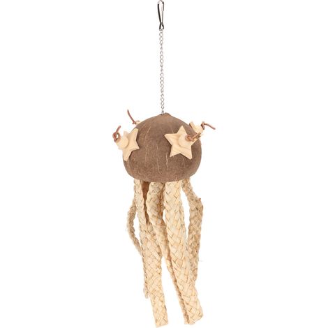 Jouet de perroquet déchiquetant des coquilles de noix de coco, jouets d'oiseaux à mâcher en toute sécurité pour décorations suspendues en Cage (1/5)