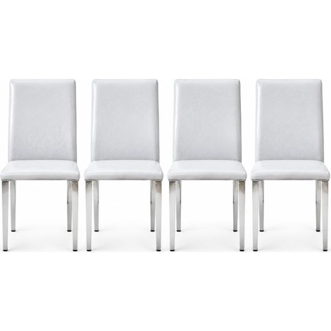 Set di 4 sedie da pranzo 38x47x90 cm in PU grigio chiaro e metallo argento - CHICFURN (1/5)