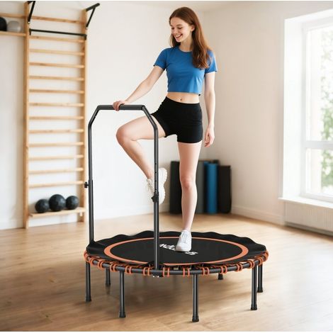 Fitness-Trampolin Ø122 x 109–129 cm, Stahl, schwarz/orange, faltbar – MEUBLIV (1/5)