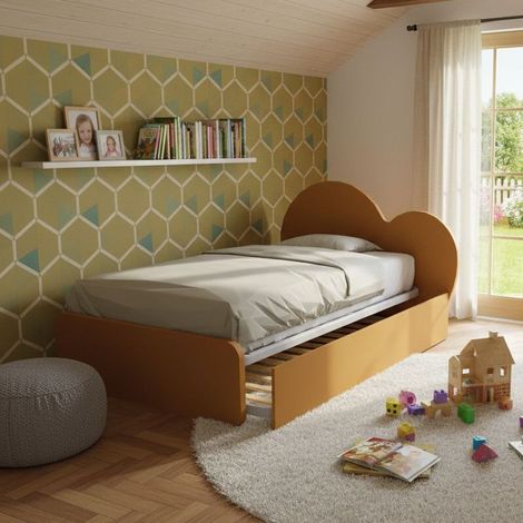 Letto a cuore 1 piazza e mezza con secondo letto estraibile - Perfetto per camerette - Zolfo