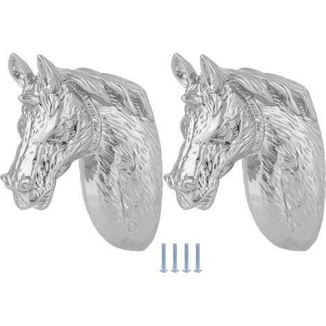 poignée-Poignée de porte de cuisine avec tête de cheval en zinc - 2 sets (1/4)