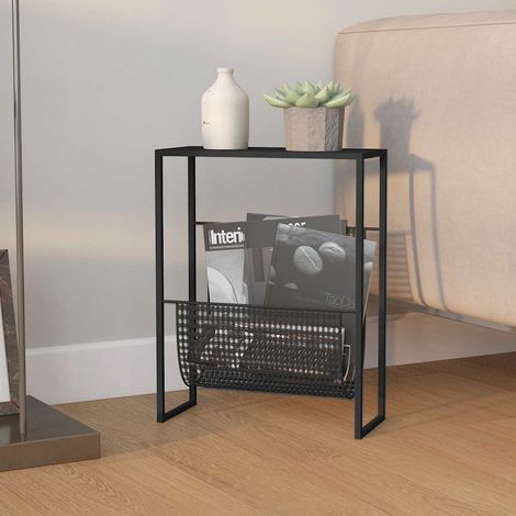 331668 vidaXL Magazine Rack Black 35x15x45 cm Steel (1/5)