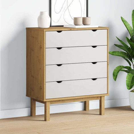 vidaXL Cajonera OTTA madera maciza pino marrón y blanco 76,5x39,5x90cm (1/5)