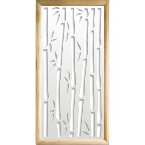 BAMBU - Modules décoratifs en bois et PVC - Couleur : blanc - Dimension : 47x94 cm