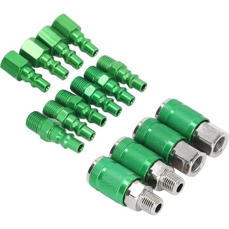 ARO Druckluftschlauch-Anschlussset mit 4 Universalanschlüssen und 10 Aluminium-Innengewindestopfen (1/5)