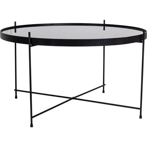 Veo Table basse 70x40 cm, noir acier, verre. (1/3)