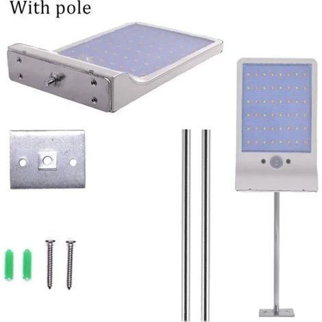 (36 LED blanches avec poteau) Lampe murale solaire à détecteur de mouvement PIR pour jardin, extérieur, maison, cour ou terrasse, étanche IP65 (1/5)