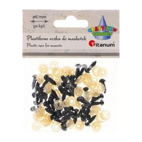 6 mm große Kunststoffaugen für Maskottchen mit Halterung, 50 Stück