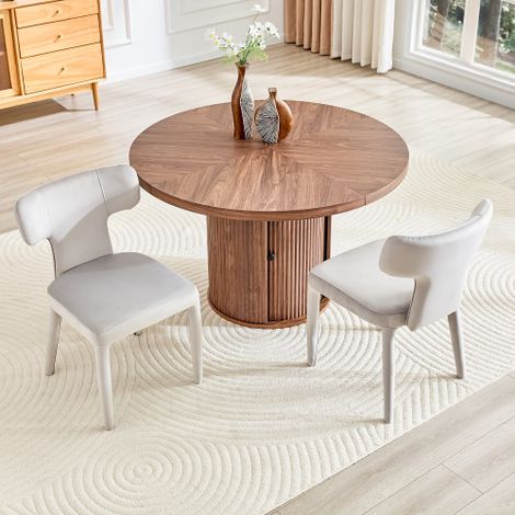 Chaises de salle à manger au style moderne (lot de 2) dotées d'un dossier en forme de T, d'une assise rembourrée en tissu et d'une structure robuste en métal à quatre pieds  adaptées aux salons, cuisi (1/5)