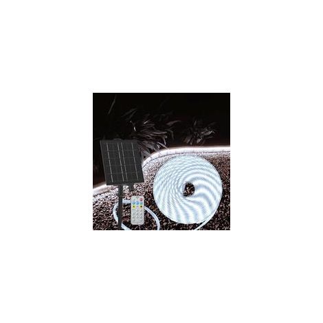 10 m langes Solar-LED-Band, IP68 wasserdicht, Fernbedienung, Timer, selbstklebend, zuschneidbar, für Garten, Pool und Terrasse (1/5)