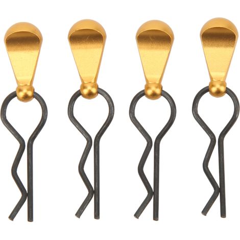 Lot de 4 R Clips RC en acier inoxydable avec tirettes en alliage d'aluminium doré pour voiture RC 1/8 1/10 (1/5)