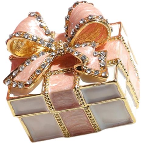 Caja de joyería con nudo para anillos y collares, metal oro rosa. (1/5)