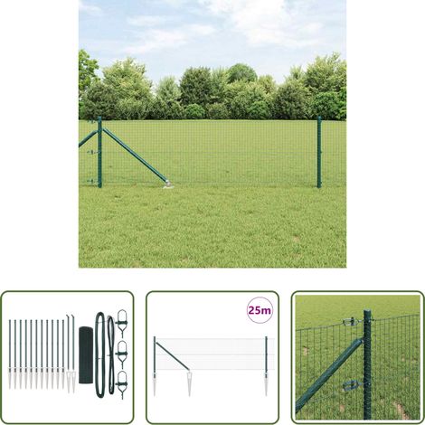vidaXL Clôture en acier - Poteau de clôture. Vert 25 x 0,8 m (maille 25 x 25 mm) (1/5)