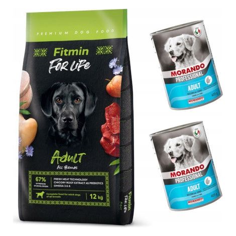 Fitmin For Life Adulte Toutes Races 12 kg + 2 boîtes de Morando GRATUITES