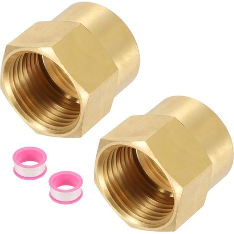 2 Raccord De Tuyau, Laiton, 3/4" GHT Femelle, 3/4" NPT Femelle, Hexagonal, Plomberie (1/5)