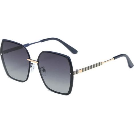 Lunettes de soleil femme grosse boite l'été mode conduire voyager magasin polarisées métal Anti-UV noir (1/4)