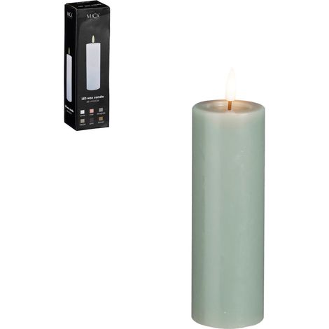 Mica LED Kerze grün, warm weiss, batteriebetrieben mit Timer 15 x Ø 5 cm Flammenlose/LED-Kerze (1/2)