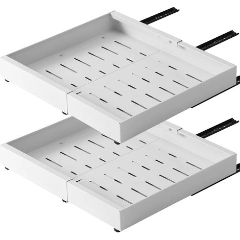Ausziehbarer Schrankorganisator, verstellbares Design, platzsparend, Weiß 2Stk (1/2)
