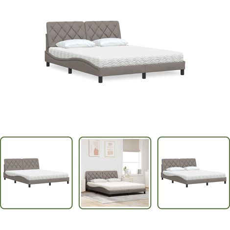vidaXL Sommeil profond - Lit avec matelas taupe 160x200 cm tissu (1/5)