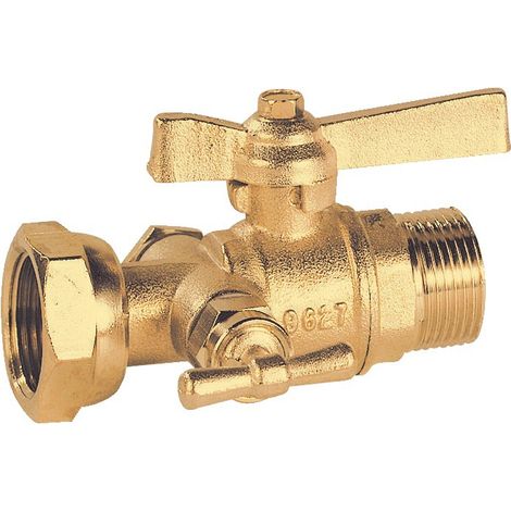 Sferaco – Robinet droit après compteur à purge mâle laiton sans plomb 3/4'' – Ecrou tournant DN3/4'' – Presse étoupe PTFE – Corps laiton CW510L-4MS