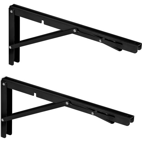 1 Paar Schwerlast-Klappkonsolen (400 x 175 mm, schwarz, Tragkraft bis 150 kg) (1/5)