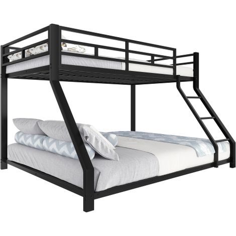 Lit superposé 90 - 140x200cm avec échelle, lit mezzanine avec garde-corps sécurisé, certifié en747, structure en métal robuste, sans matelas, noir (1/5)