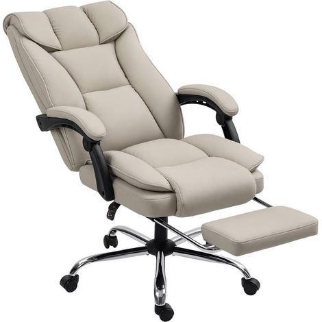 Fauteuil bureau kaki repose‑pieds dossier inclinable simili cuir rembourré style tendance moderne bureau (1/5)