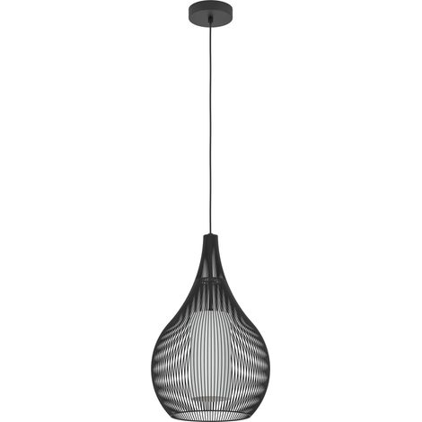 EGLO Pendellampe Razoni 1, Pendelleuchte über Esstisch, Hängeleuchte aus Metall in Schwarz und Glas in Weiß, Hängelampe mit E27 Fassung (1/5)