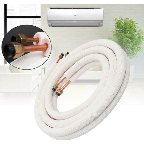 (Blanc)Tube de Climatiseur - 1/4+3/8 - Cuivre Isolé - 3M (1/4)