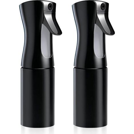 Set di 2 nebulizzatori d'acqua neri da 200 ml – Nebulizzazione fine continua – Piante/Pulizia/Alcol (1/5)