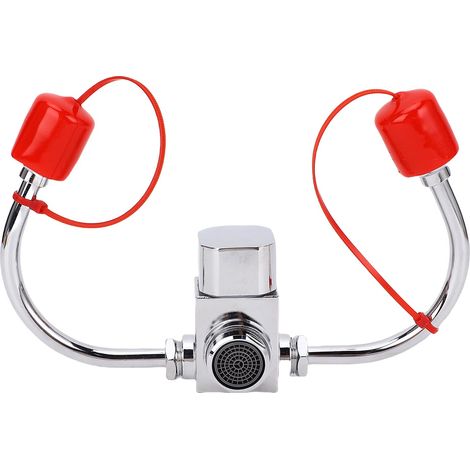 Kit douche oculaire d'urgence pour robinet orientable 360° flux ajustable laboratoire usine 3 adaptateurs (1/5)