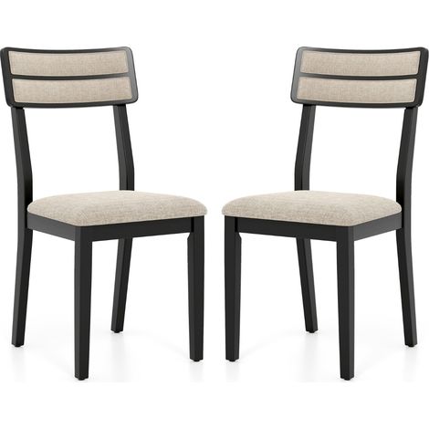Sedie da imbottite senza braccioli schienale inclinato gomma set 2 moderne Nero (1/4)