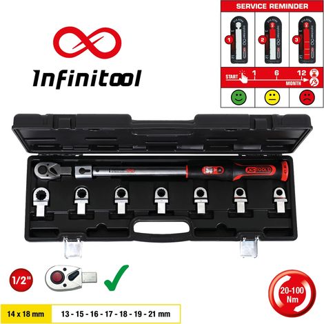 KS Tools 14x18 mm INFINITOOL Einsteck-Drehmomentschlüssel-Satz 20-200 Nm, 9-tlg (1/4)
