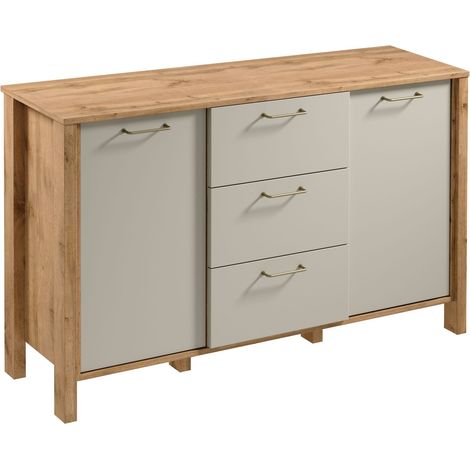 AX LIVING Kommode mit Schubladen Iseonia K2T3S 138cm Eiche Wotan/Beige