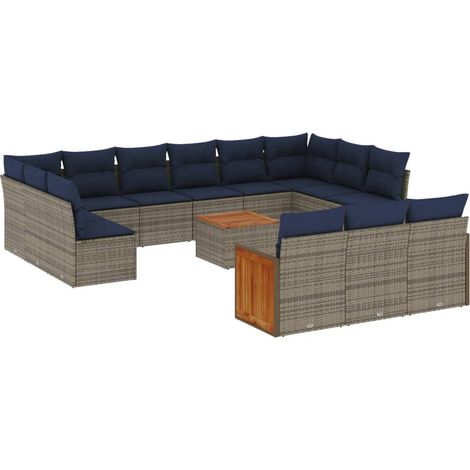 Maison Exclusive - 16-teiliges Gartensofa-Set mit Kissen, grau, P