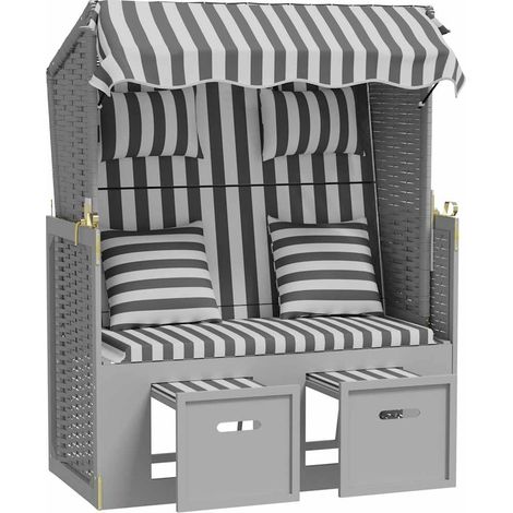 Maison Exclusive - Strandkorb mit Kissen Poly Rattan und Massivho (1/5)