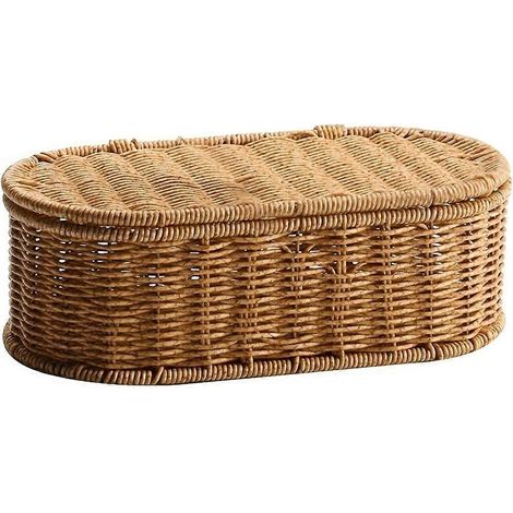 Aufbewahrungskorb aus synthetischem Rattan im böhmischen Stil – Geflochtene Aufbewahrungsbox, staubdichter Besteckkorb, Aufbewahrungskorb für Küche und Haustiere (1/5)