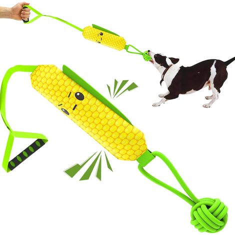 Jouet interactif à tirer pour chien, jouet indestructible pour chiens à mâchoires puissantes, corde à tirer résistante et couinante pour l'entraînement, balles de tir à la corde pour chiens moyens et (1/5)