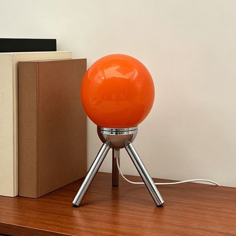 Lampe de Table Ronde en Verre avec 3 Pieds, 3 Couleurs de Lumière, USB, Design Mignon pour Chambre et Chevet(Orange) (1/5)