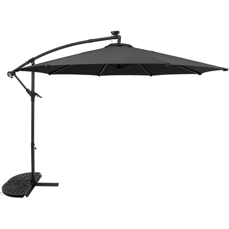 LED Cantilever Parasol 3m With Half Fan Base – Grey (1/5)