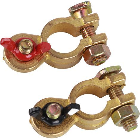 Connecteur de batterie, 2pcs borne de batterie Durable universel en cuivre pur résistant à la corrosion bonne conductivité pour voiture. (1/5)