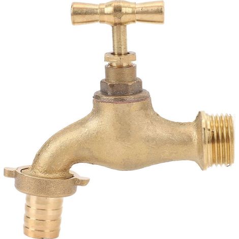Messing-Wasserventil G1/2 Zoll Außengewinde DN15 Einlassschlauchadapter Wasserhahnventil für G3/8 Zoll Auslass außen