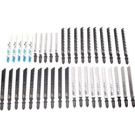 40 lames de scie sauteuse, 6 types différents, en acier rapide, pour la coupe du bois. (1/5)