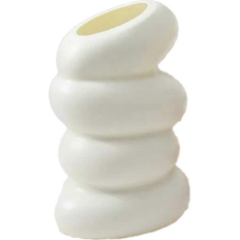 Vase blanc spiralé en plastique, pot hydroponique, vase décoratif pour la maison ou le bureau, vases décoratifs pour fleurs, blanc (1/4)